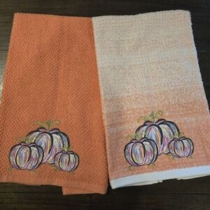 Orange Pumpkin Hand  Towels